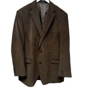 CHAPS Mens Blazer 46L Brown Cotton Corduroy  Jacket Academic Classic Sportcoat